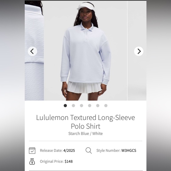 Women’s Lululemon Textured Long-Sleeve Polo Shirt | Size 2 - Picture 4 of 9